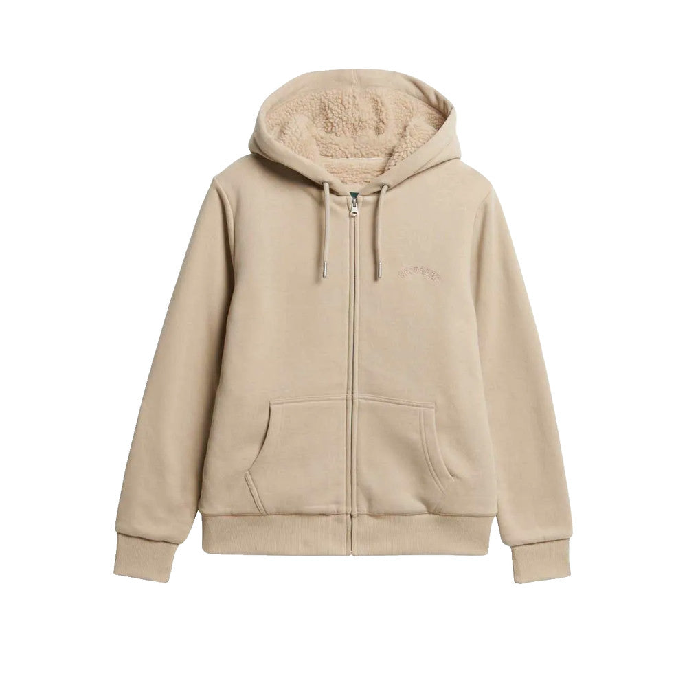 Superdry Borg Lined Full Zip Sweatshirt - Sweat Zippé Femme Beige