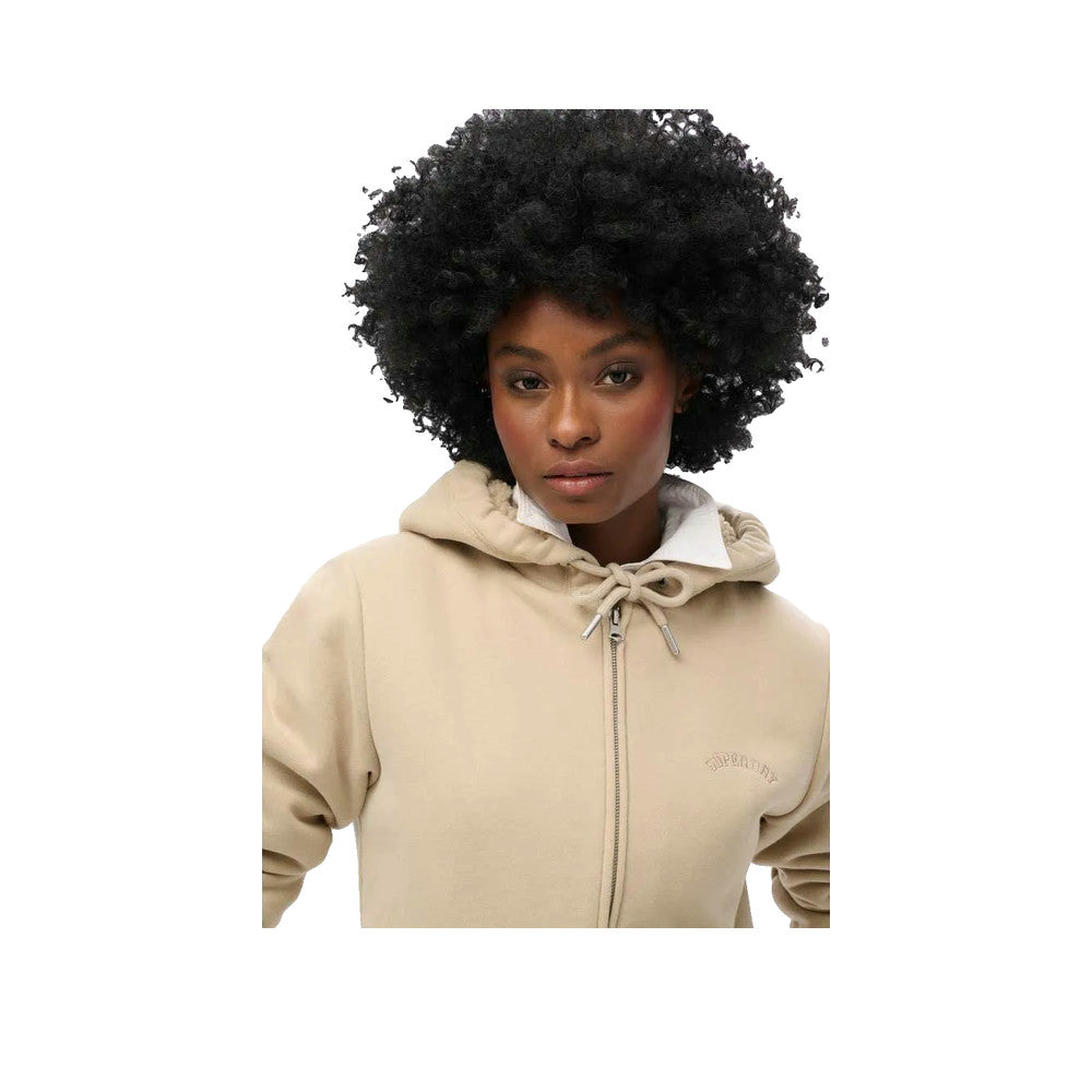 Superdry Borg Lined Full Zip Sweatshirt - Sweat Zippé Femme Beige