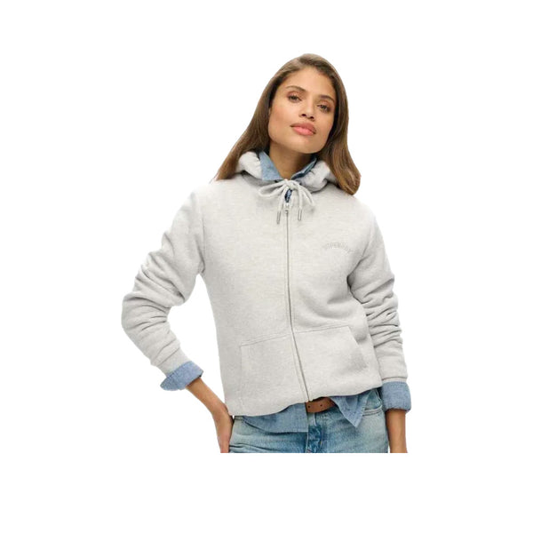 Superdry Borg Lined Full Zip Sweat À Capuche Femme Gris