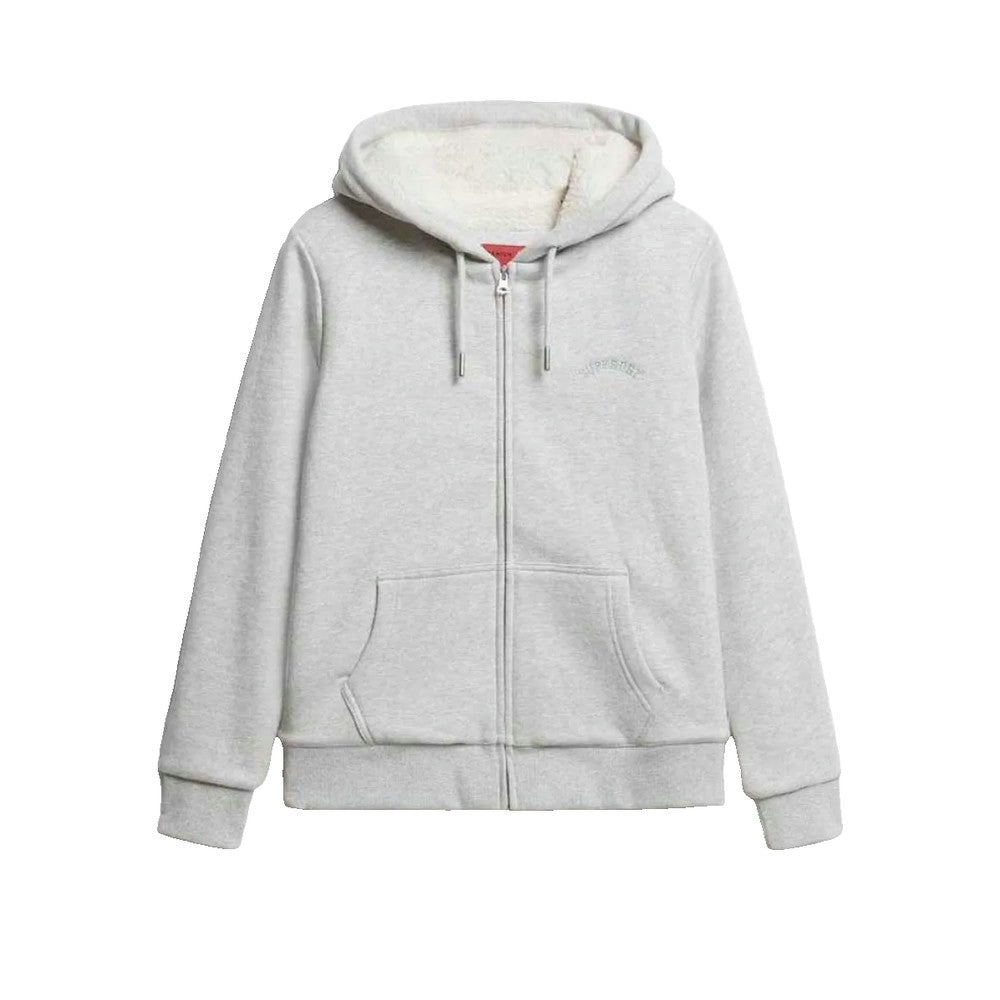 Superdry Borg Lined Full Zip Sweat À Capuche Femme Gris