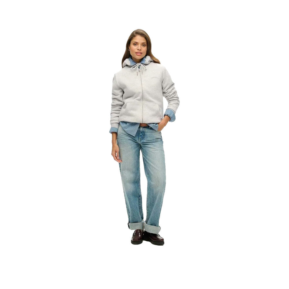 Superdry Borg Lined Full Zip Sweat À Capuche Femme Gris