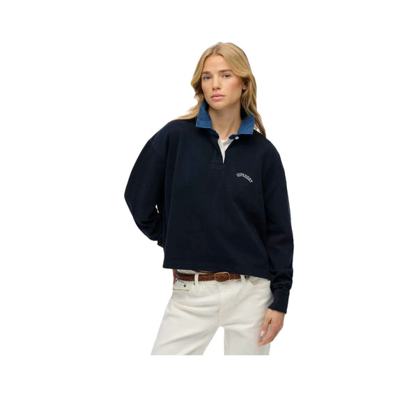 Superdry Athletic Essentials Graphic - Polo Donna Blu Marino