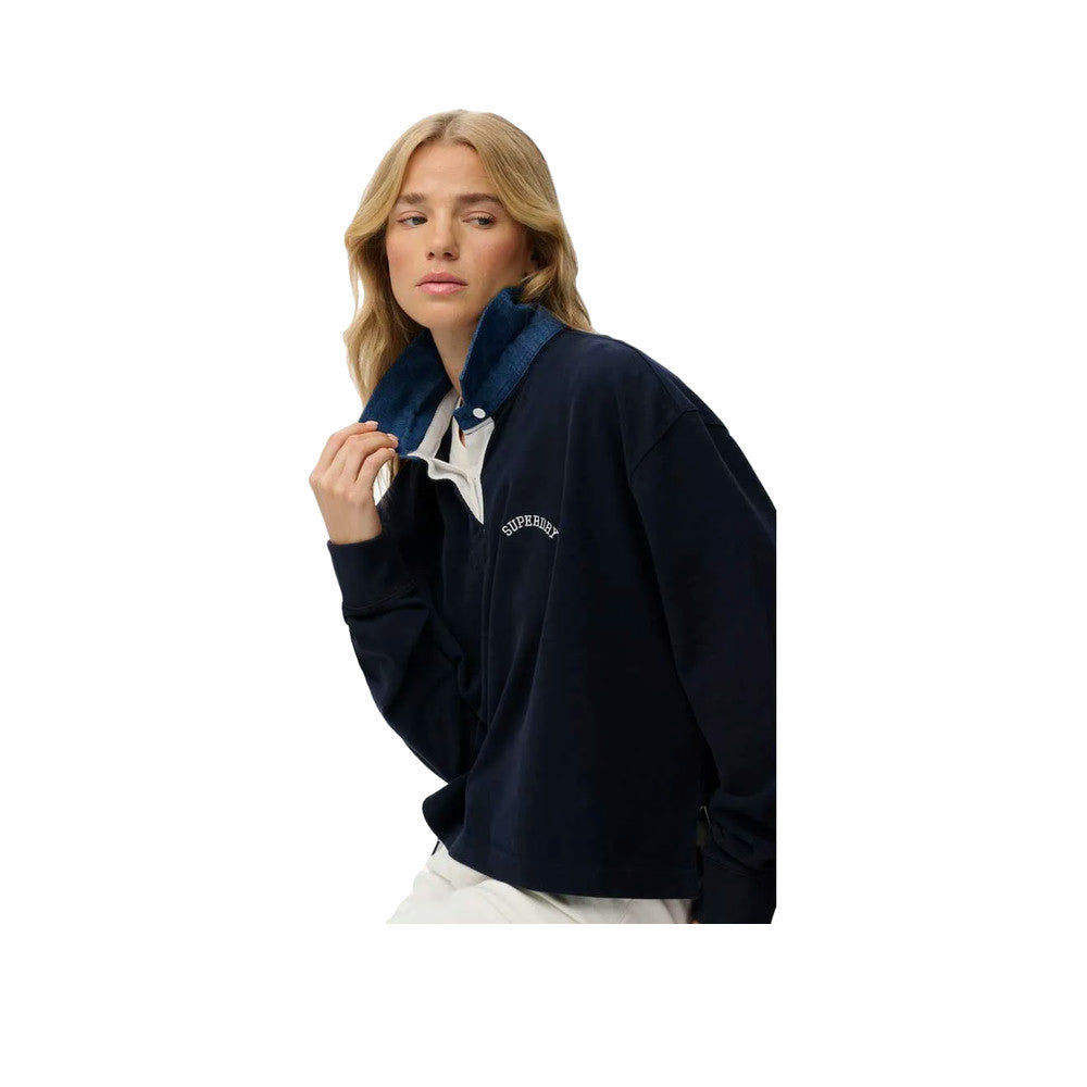 Superdry Athletic Essentials Graphic - Women's Navy Blue Polo Shirt