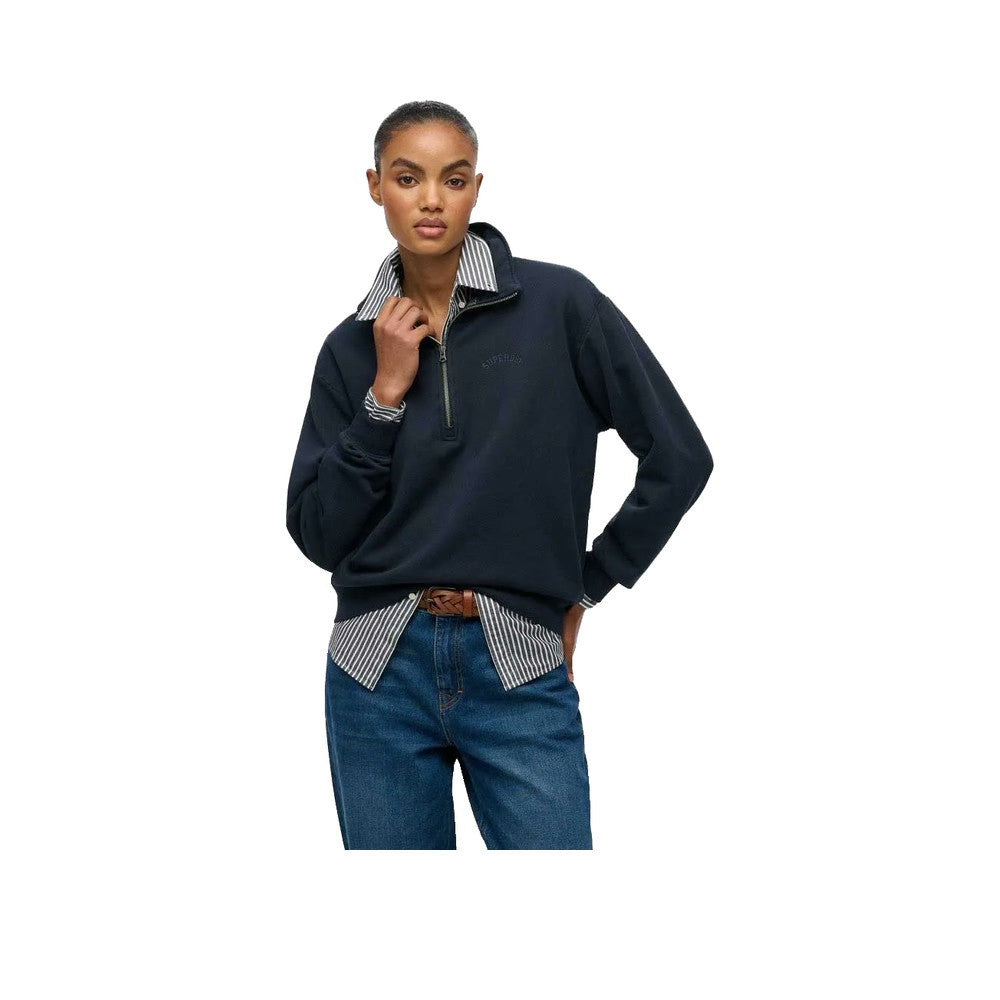 Superdry Essential Logo Half Zip - Women's Navy Blue Jumper
