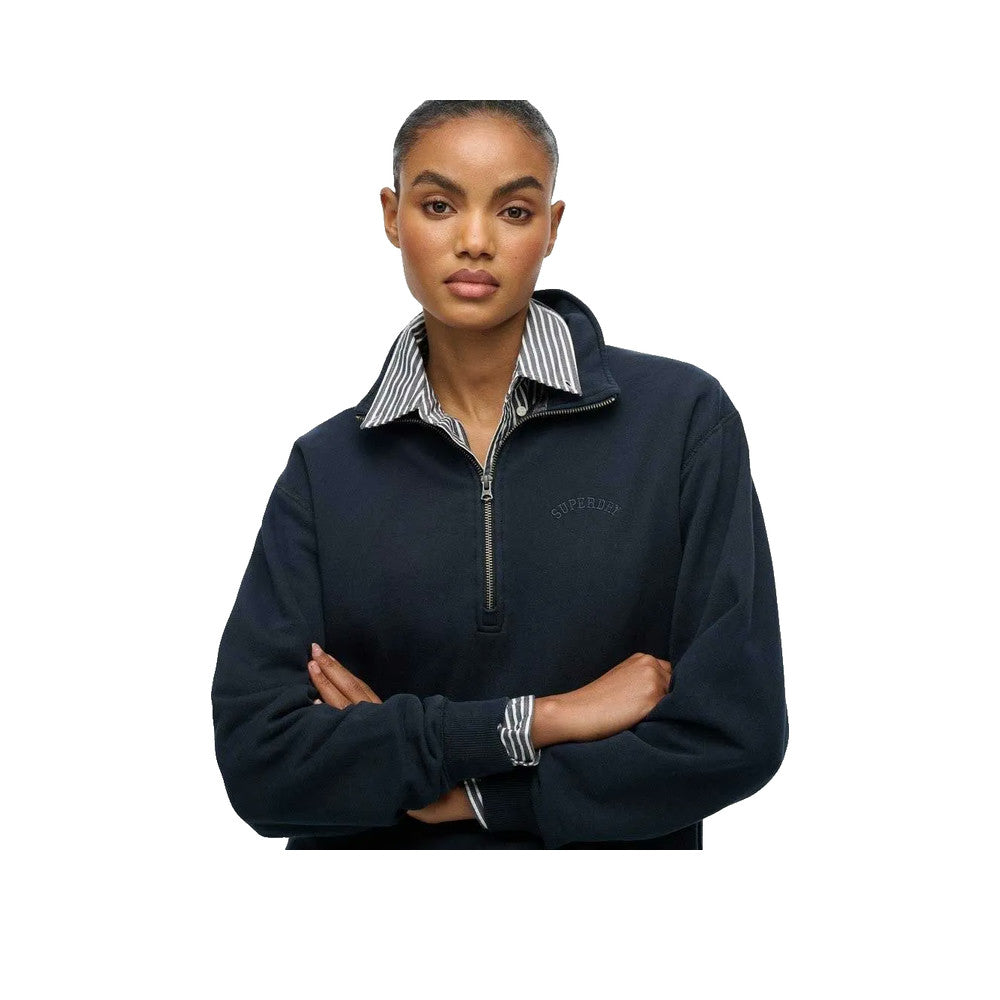 Superdry Essential Logo Half Zip - Women's Navy Blue Jumper