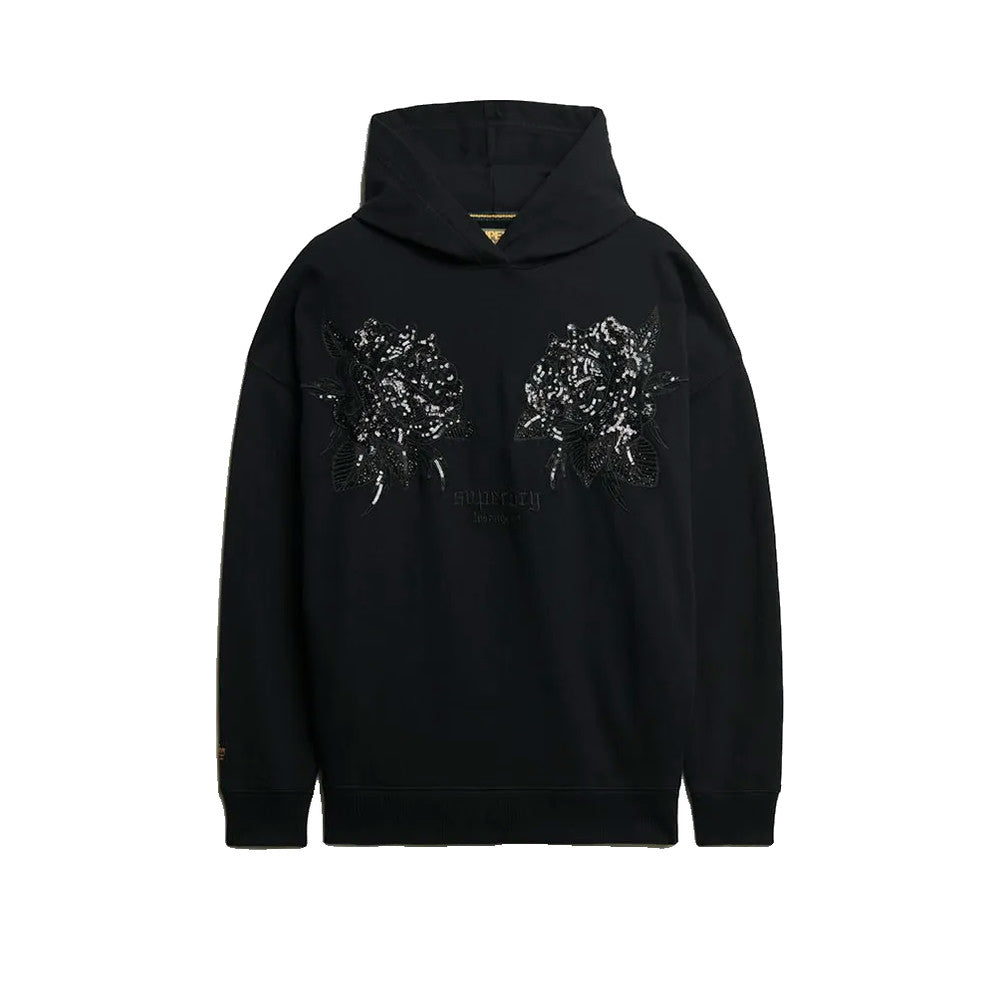 Superdry Tattoo Embellish - Bluza damska z kapturem czarna