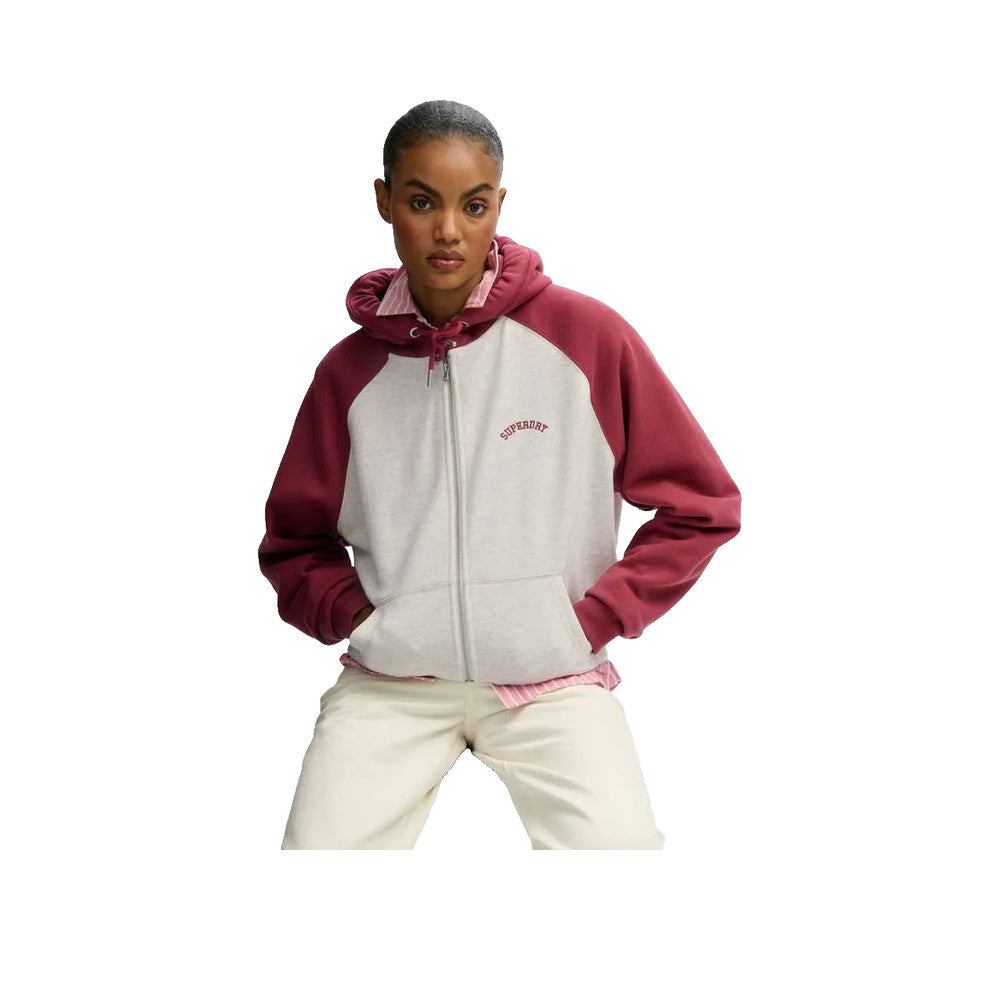 Superdry Essential Logo Raglan Zip - Sweat À Capuche Femme Blanc