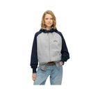 Superdry Essential Logo Raglan Zip - Sweat À Capuche Femme Gris/Bleu Marine