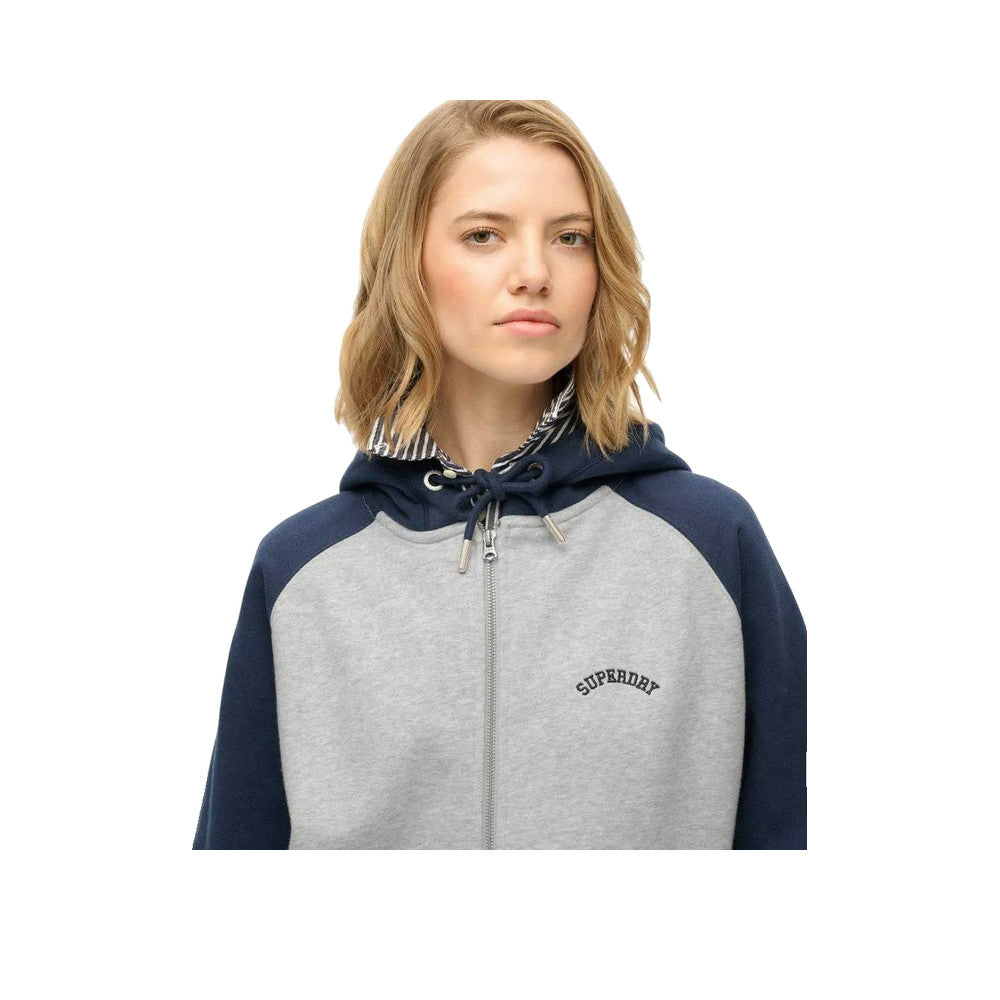Superdry Essential Logo Raglan Zip - Sweat À Capuche Femme Gris/Bleu Marine
