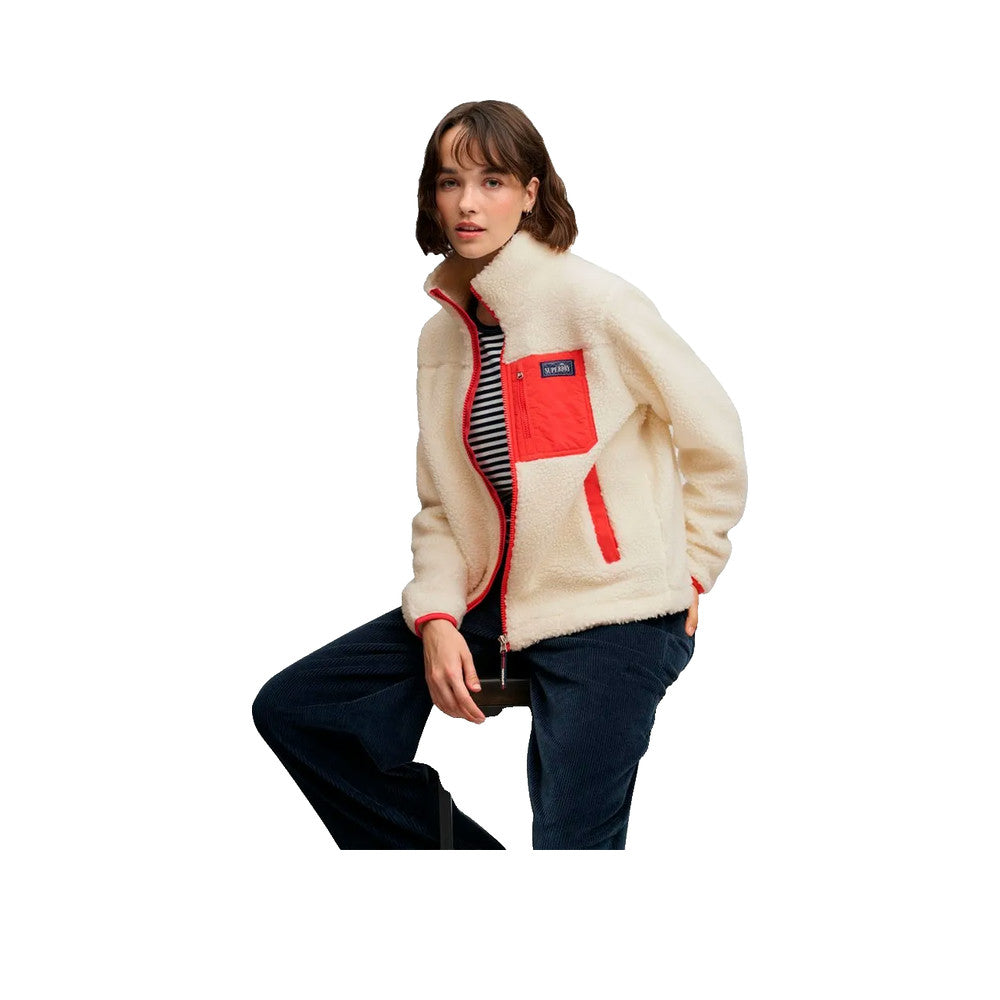 Superdry Heritage Zip Through Fleece - Veste Polaire Femme Crème