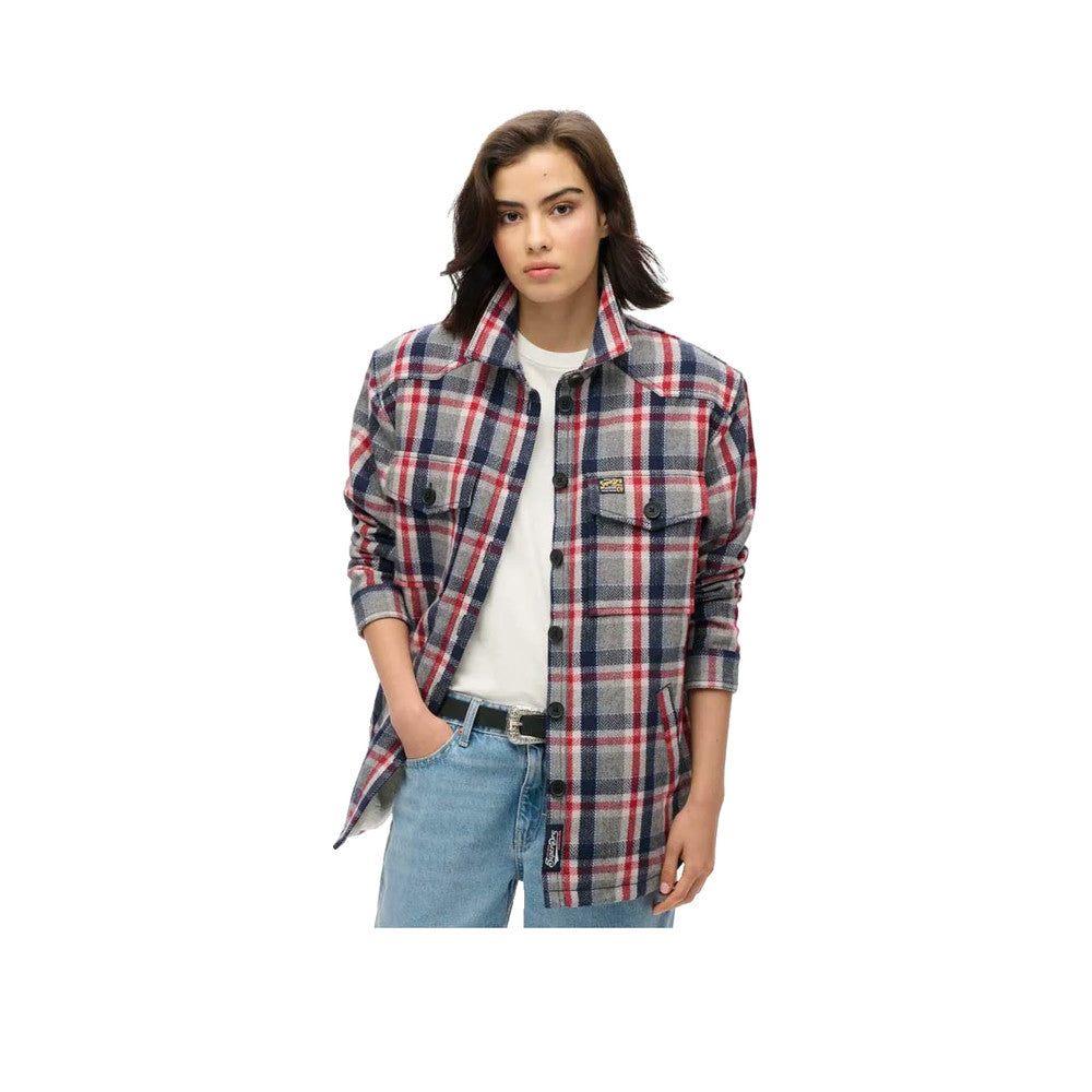 Superdry Borg Check Overshirt - Skjortjacka Dam Grå