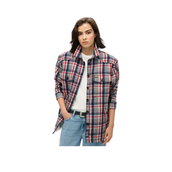 Superdry Borg Check Overshirt – Hemdjacke für Damen Grau