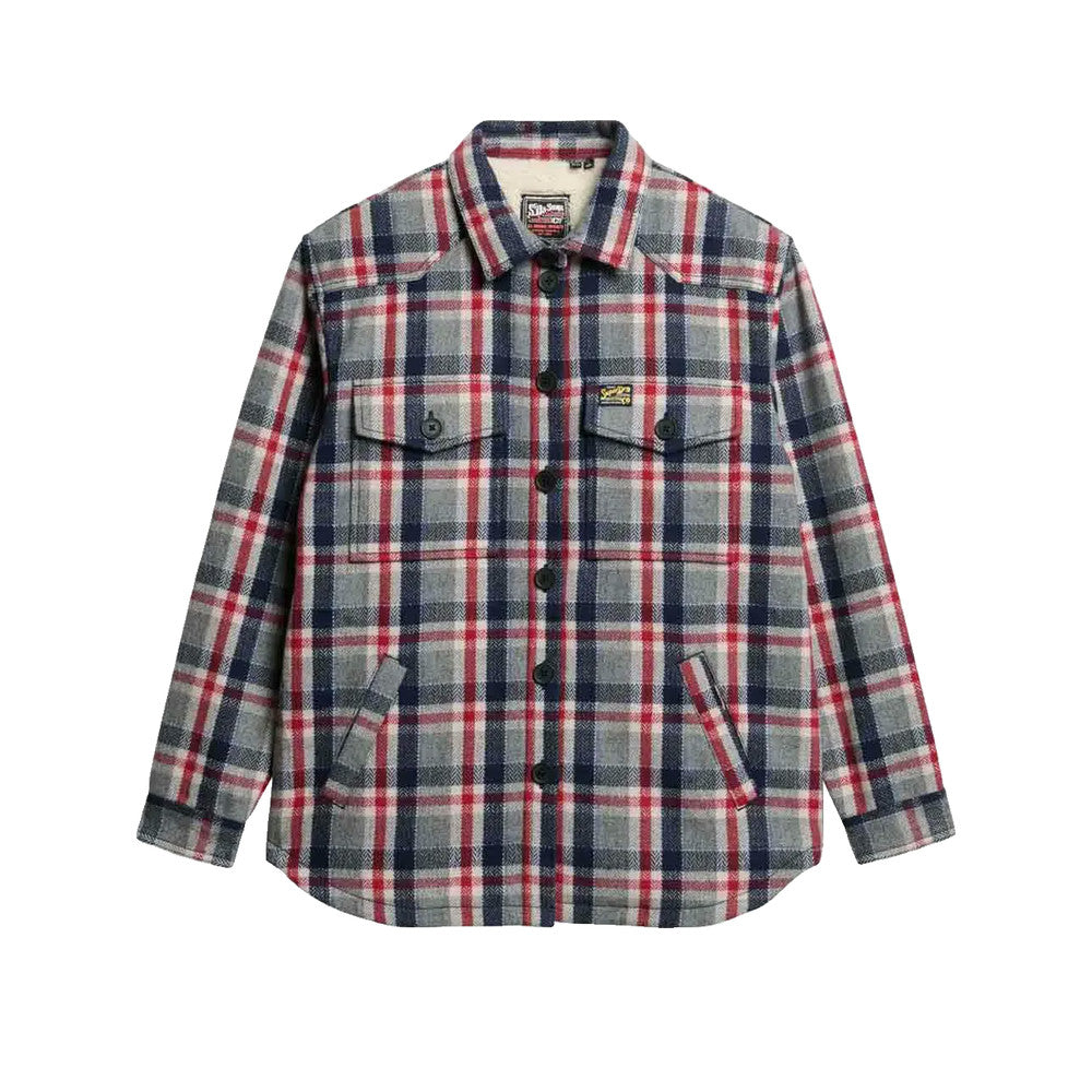 Superdry Borg Check Overshirt - Skjortjacka Dam Grå