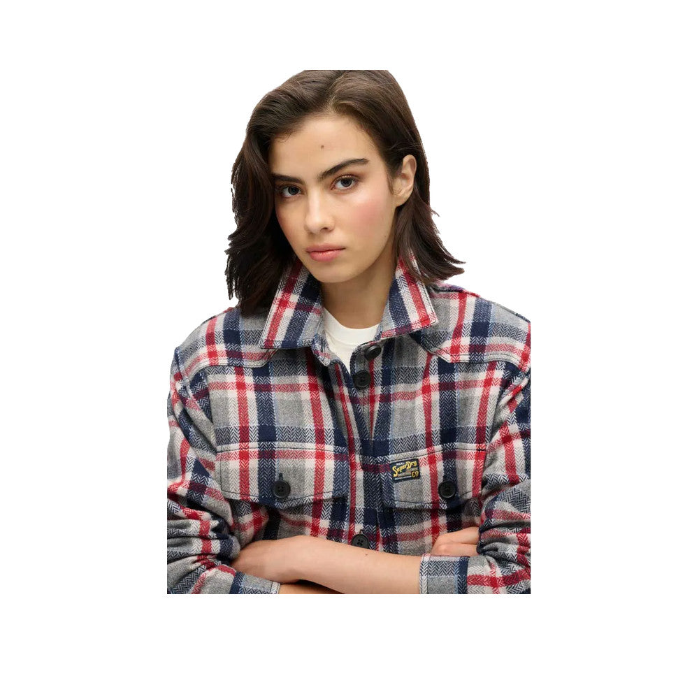 Superdry Borg Check Overshirt - Skjortjacka Dam Grå