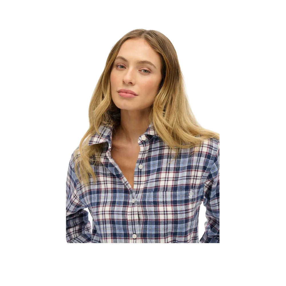 Superdry Boyfriend Flannel - Chemise Femme Bleu/Rouge