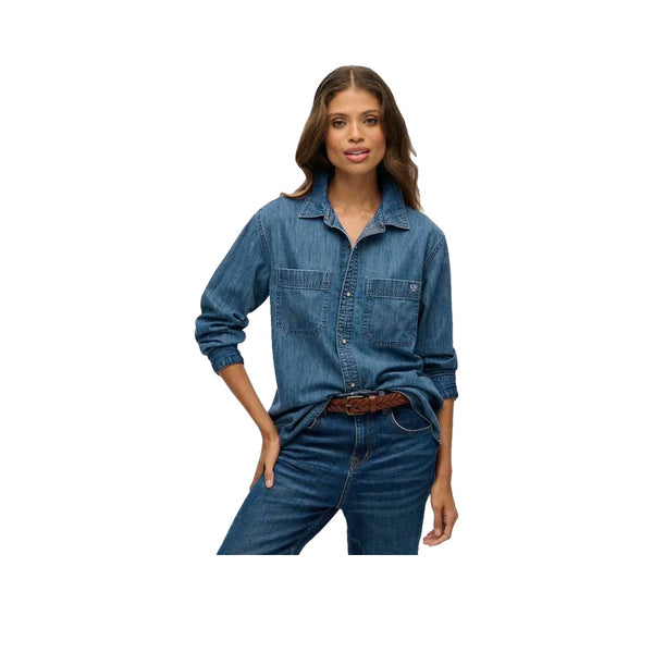 Superdry Oversized Denim Shirt - Chemise Femme Bleu