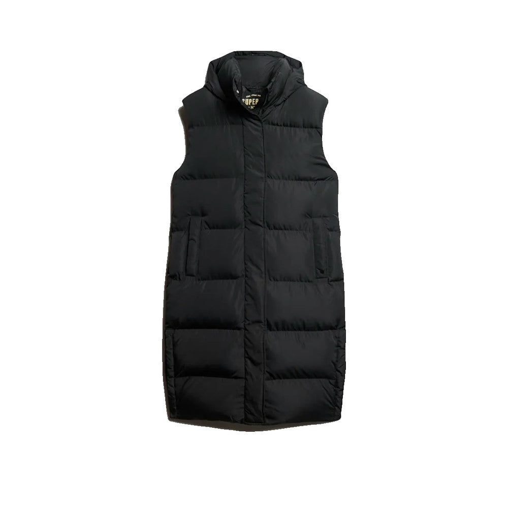 Superdry Longline Puffer - Plumífero Largo de Mujer Negro