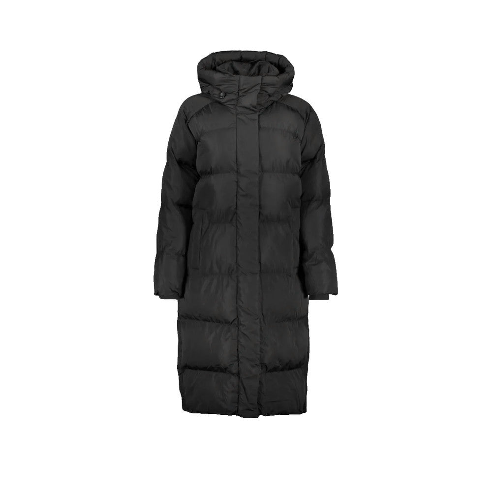 Superdry Long Hooded Down Jacket - Lang jakke til damer Sort