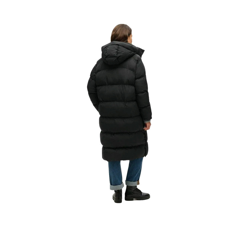 Superdry Long Hooded Down Jacket - Lang jakke til damer Sort