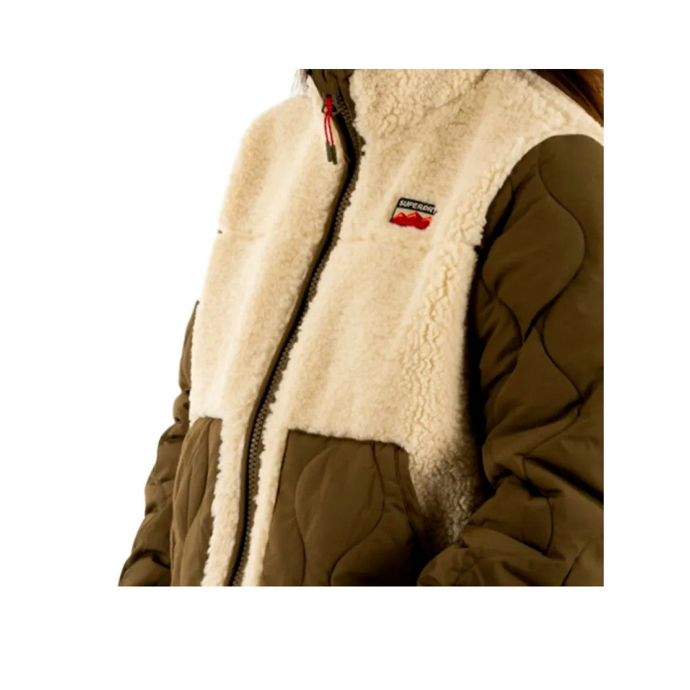 Superdry Fleece Hybrid - Veste Polaire Hybride Femme Beige