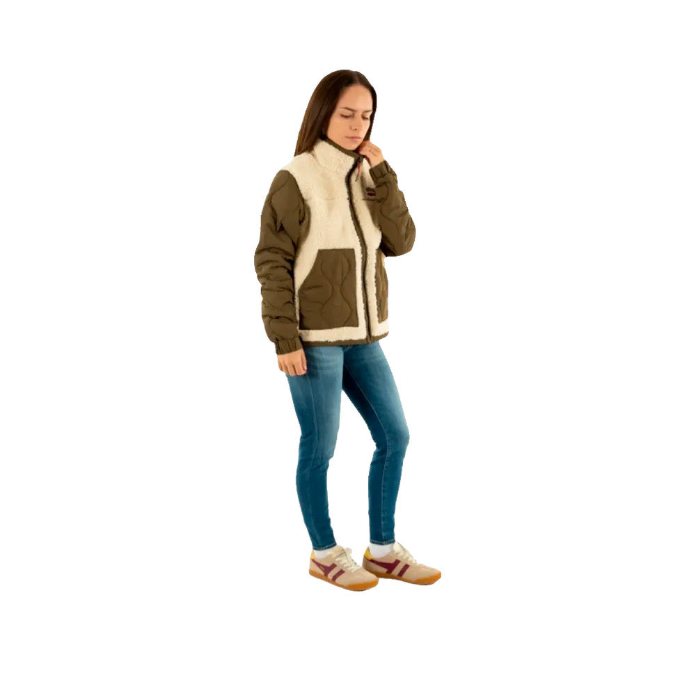 Superdry Fleece Hybrid - Veste Polaire Hybride Femme Beige