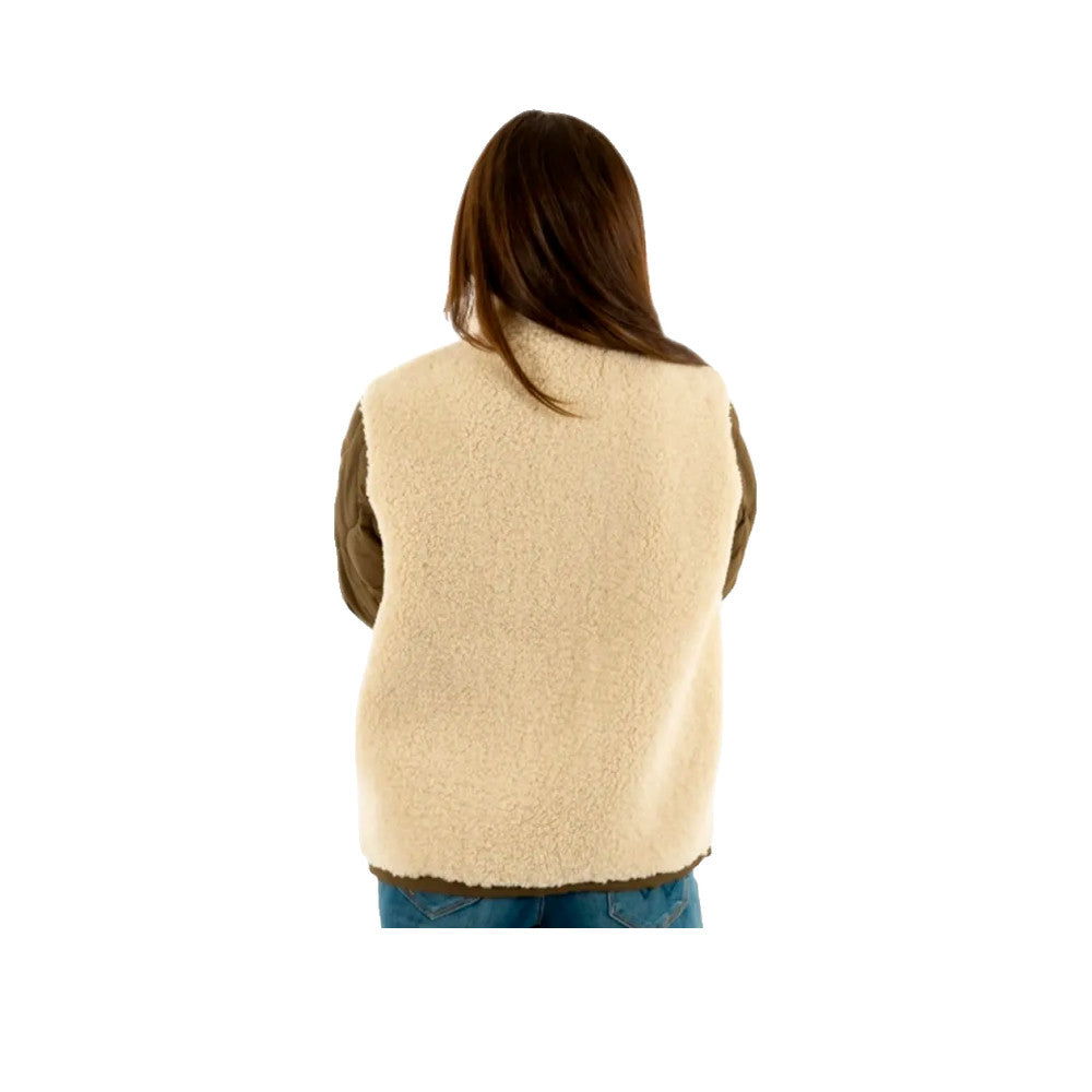 Superdry Fleece Hybrid - Veste Polaire Hybride Femme Beige