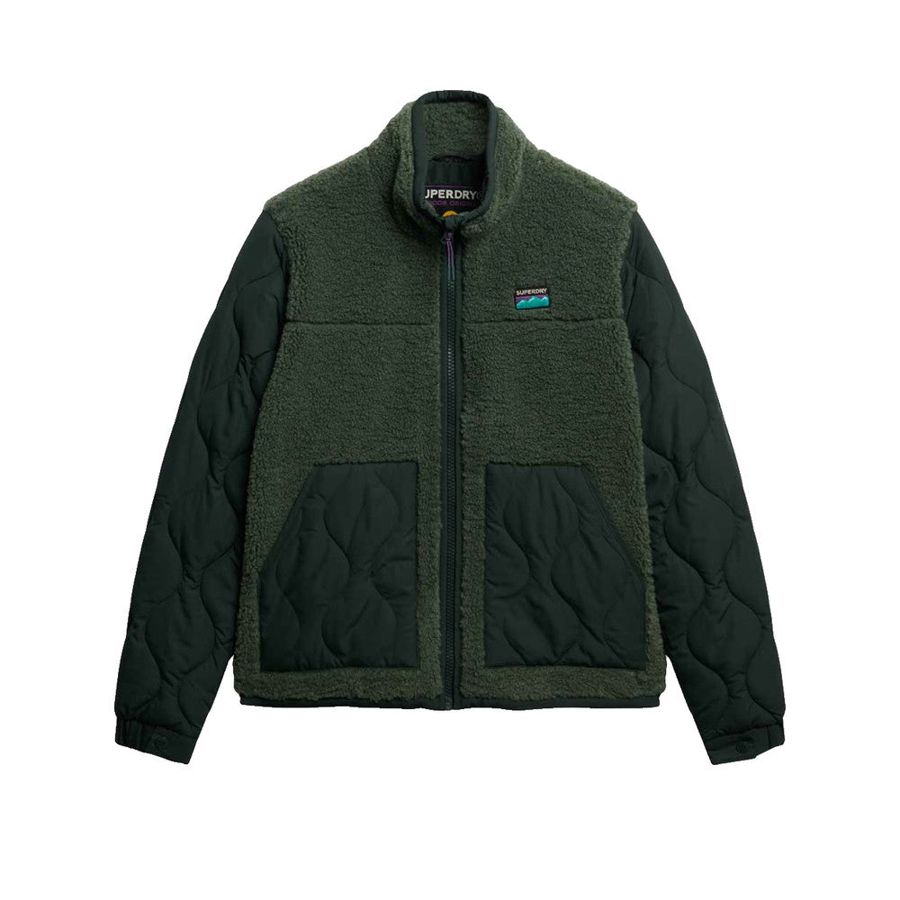 Superdry Hybrid Fleece - Veste Polaire Femme Verte