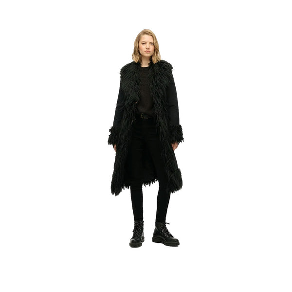 Superdry Long Afghan - Cappotto Donna Nero