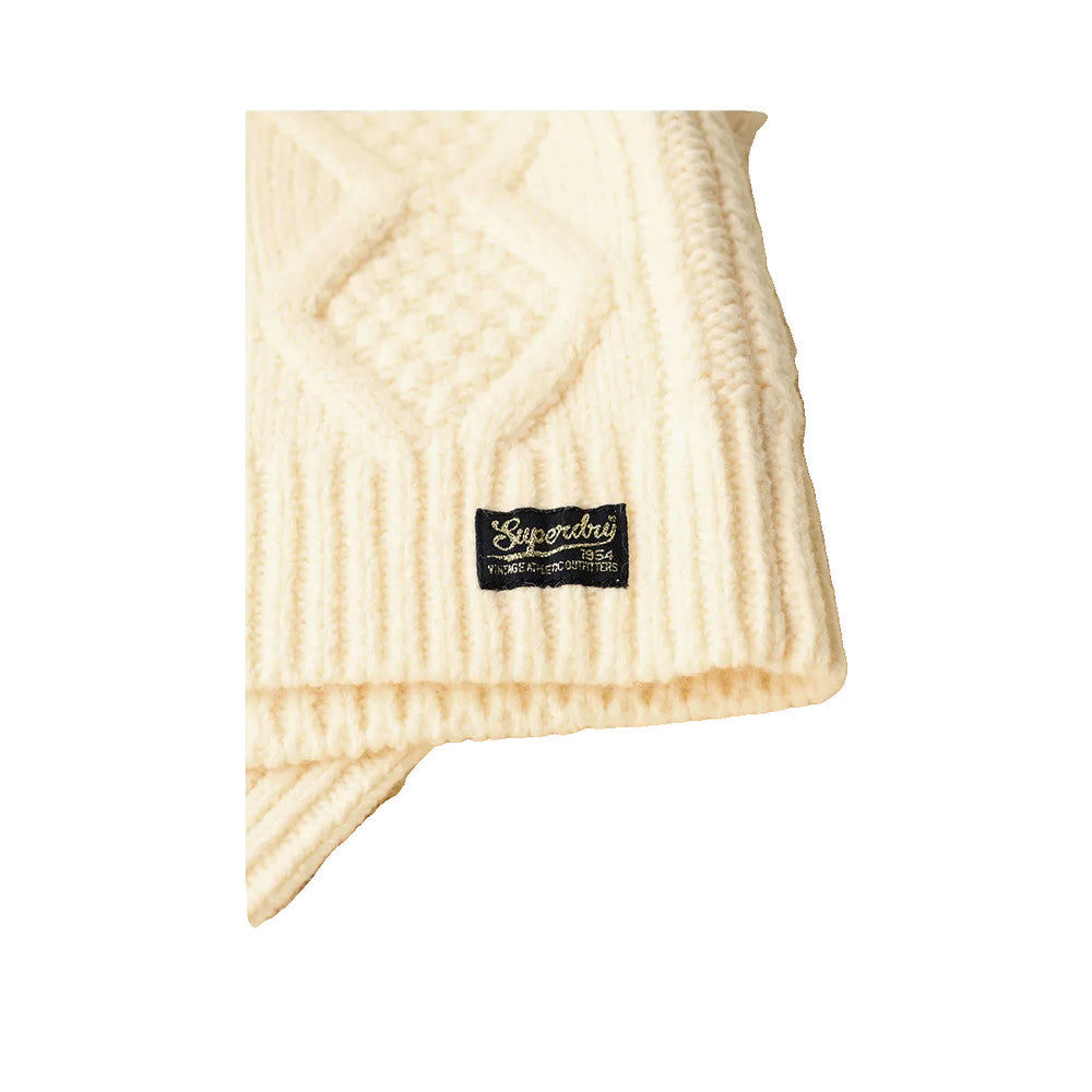 Superdry Cable High Neck - Pull Femme Blanc