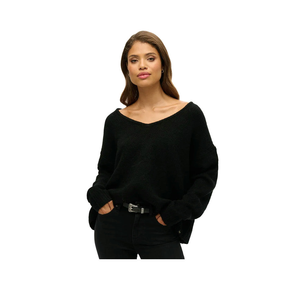 Superdry Oversized V Neck - Jersey Mujer Negro