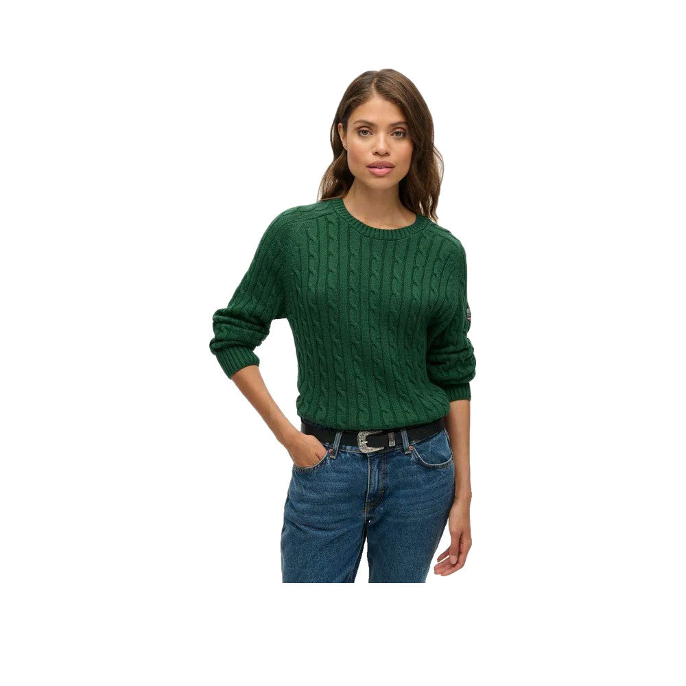 Superdry Slouchy Cable - Striktrøje til damer Mørkegrøn