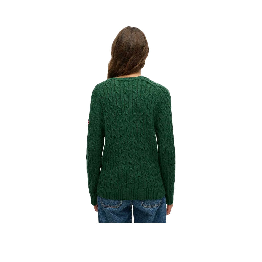 Superdry Slouchy Cable - Striktrøje til damer Mørkegrøn