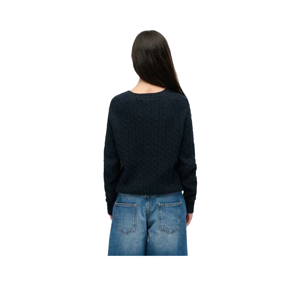Superdry Slouchy Cable Flag - Jersey Mujer Azul Marino