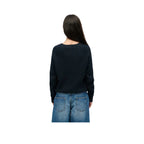 Superdry Slouchy Cable Flag - Jersey Mujer Azul Marino
