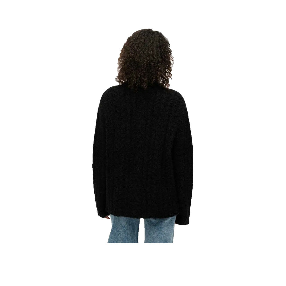 Superdry Cable Knit Roll Neck - Striktrøje til damer Sort