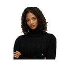Superdry Cable Knit Roll Neck - Striktrøje til damer Sort