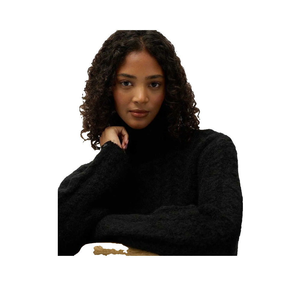 Superdry Cable Knit Roll Neck - Striktrøje til damer Sort