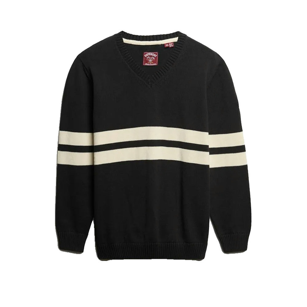 Superdry Striped V Neck - Striktrøje til damer Grå