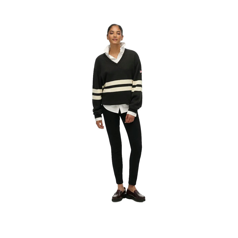 Superdry Striped V Neck - Striktrøje til damer Grå