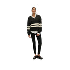 Superdry Striped V Neck - Striktrøje til damer Grå