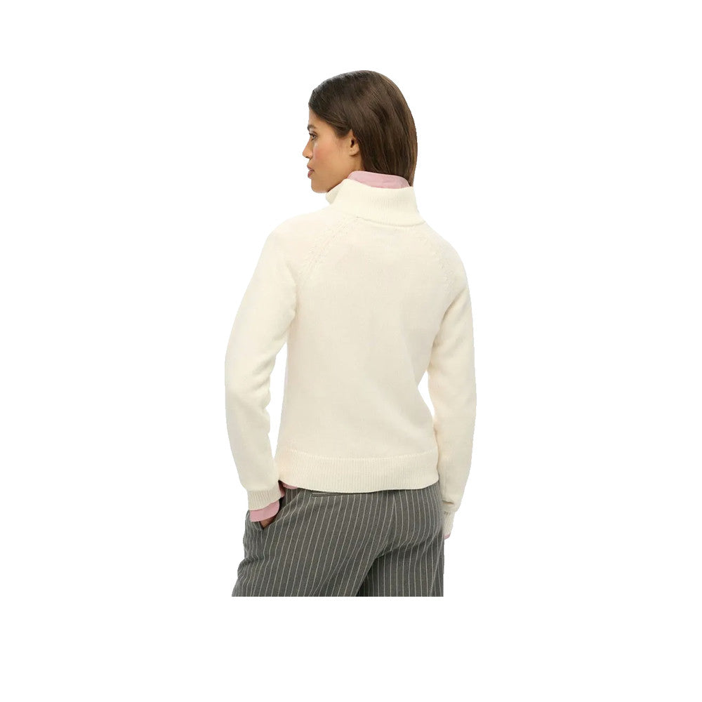 Superdry Slim Zip Neck - Pull Femme Écru