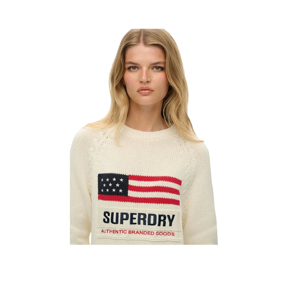 Superdry Americana Crew Knit - Striktrøje til damer Beige