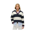 Superdry Oversized Twisted Striped V Neck - Pull Femme Bleu