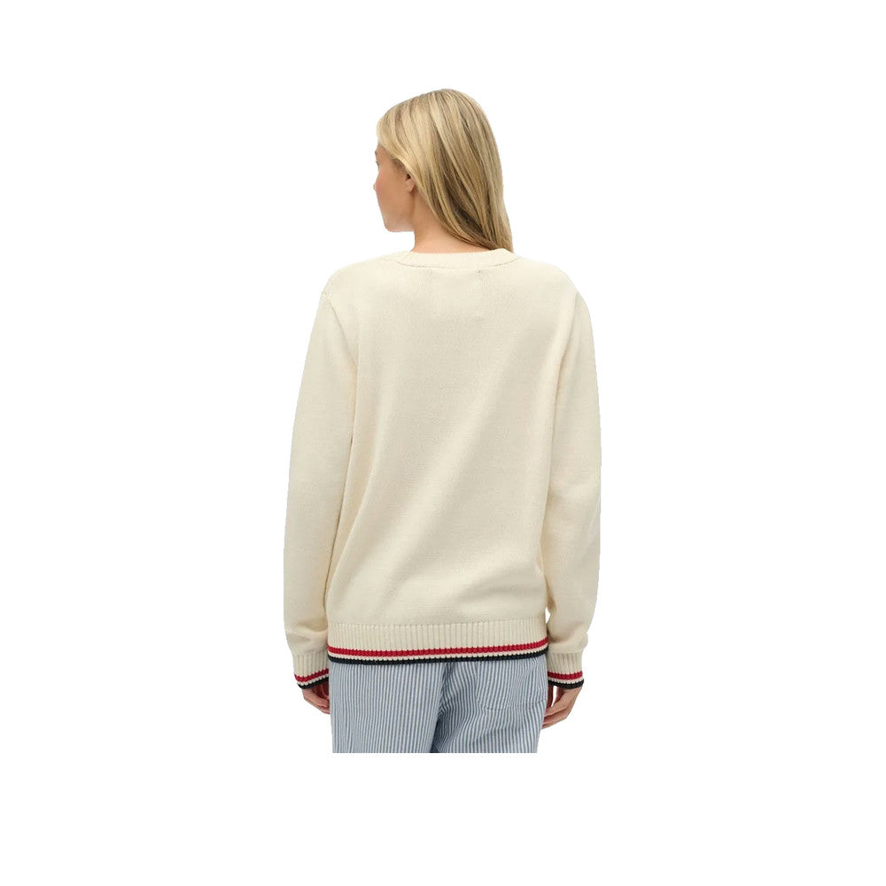 Superdry Americana Flag Crew - Pull Femme Beige