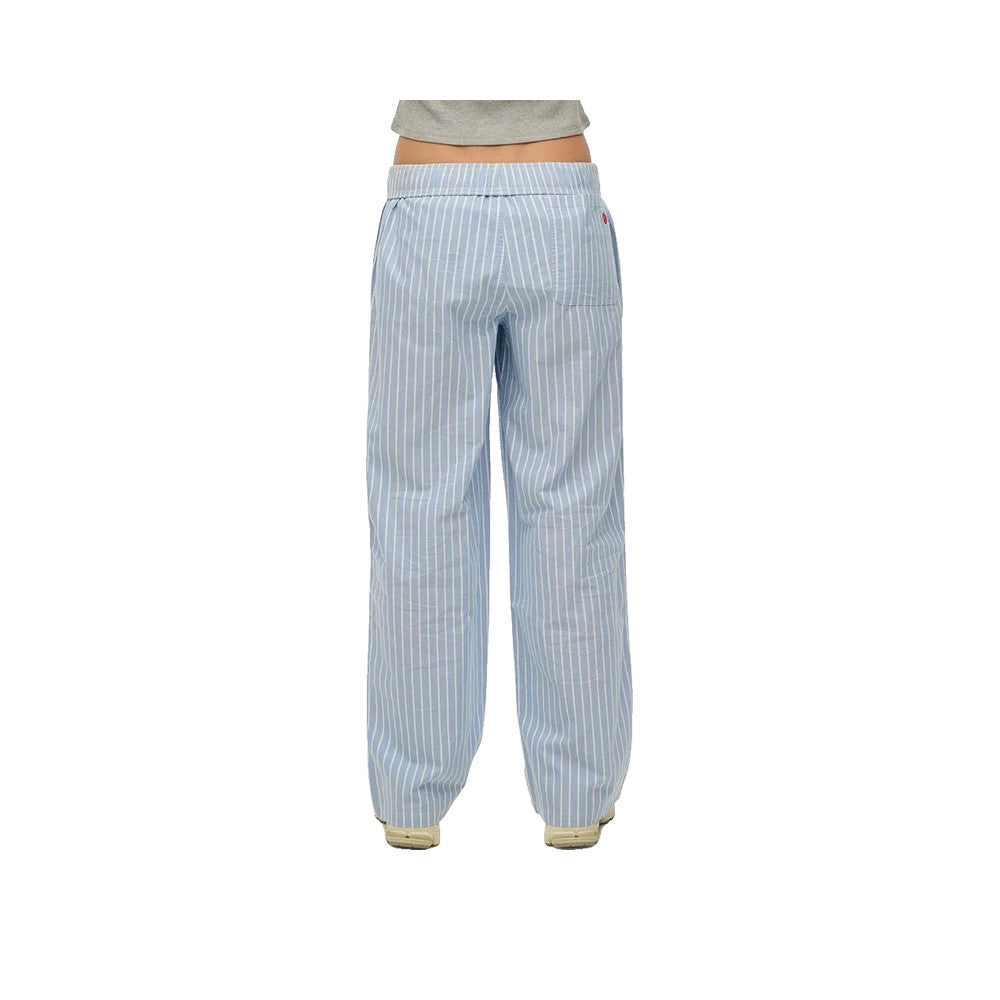Superdry Striped Cotton Elastic Pants - Broek voor dames Blauw