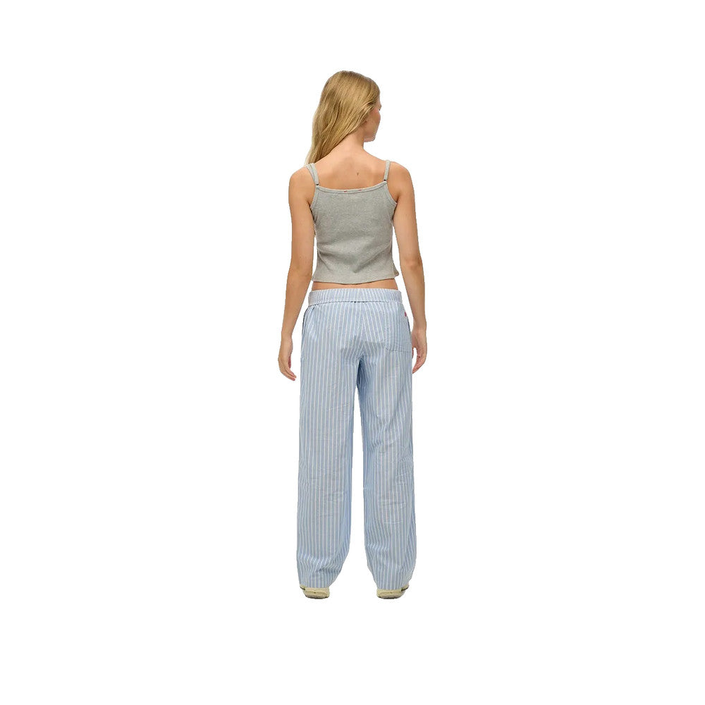Superdry Striped Cotton Elastic Pants - Broek voor dames Blauw