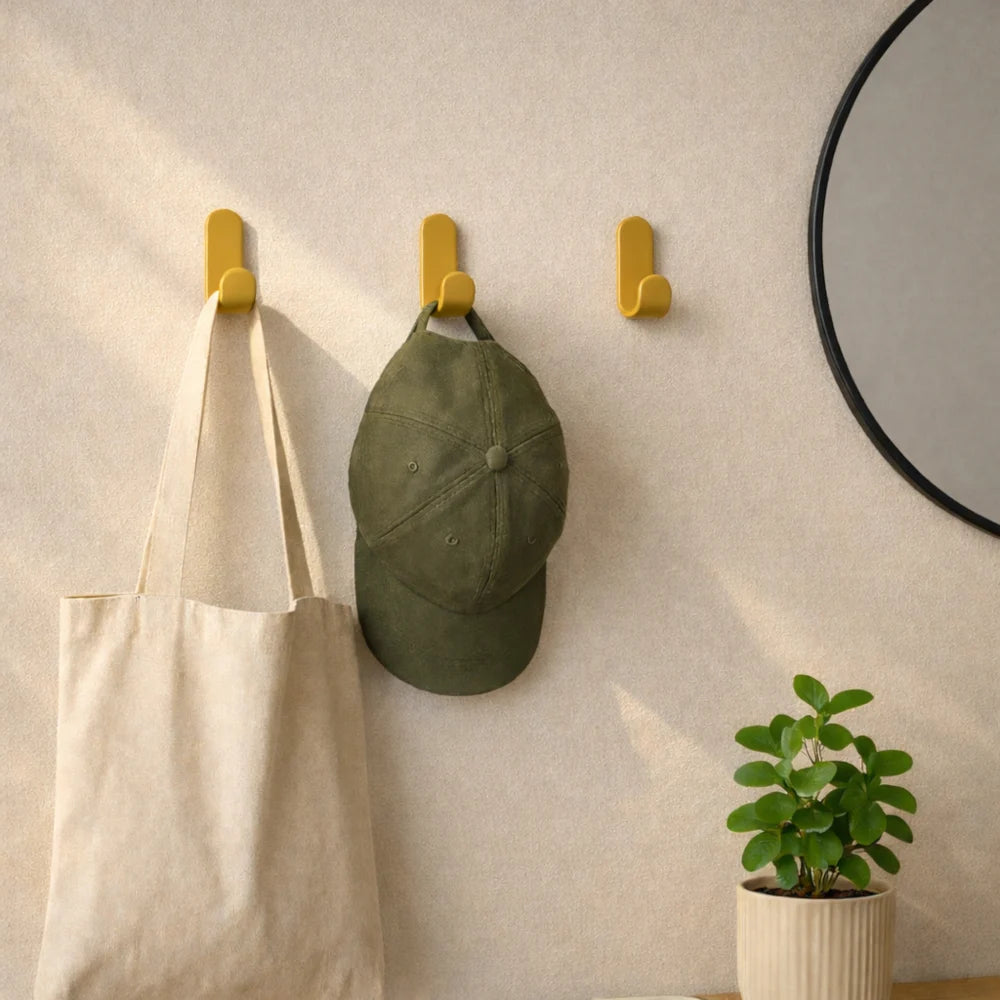 Set Of 3 Coat Hooks - The Evil One - Ocher
