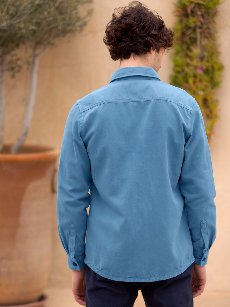 Sobrecamisa de algodón lino - Azul mineral