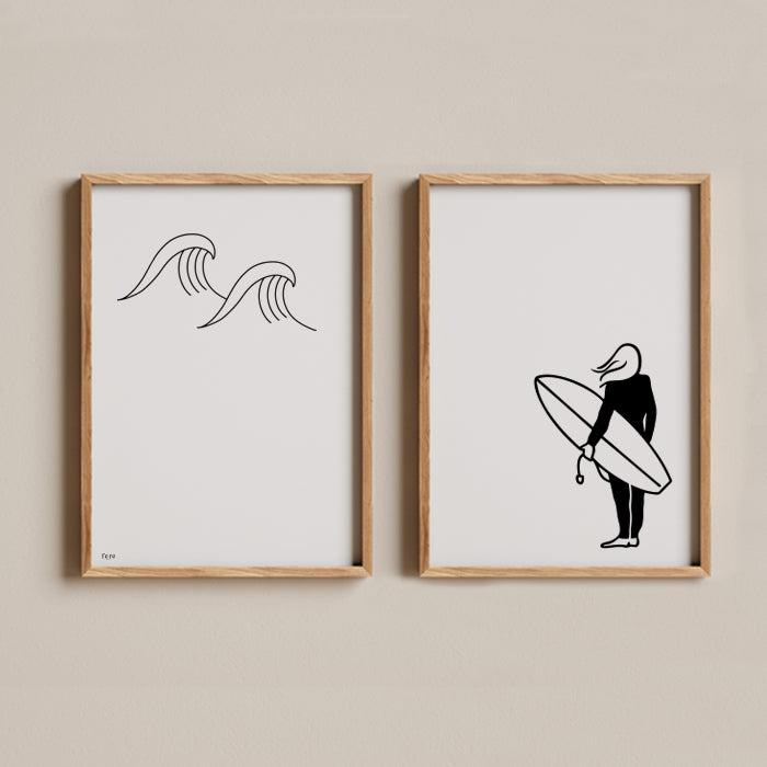 Dúo De Pósters Los Deportistas - El Surf