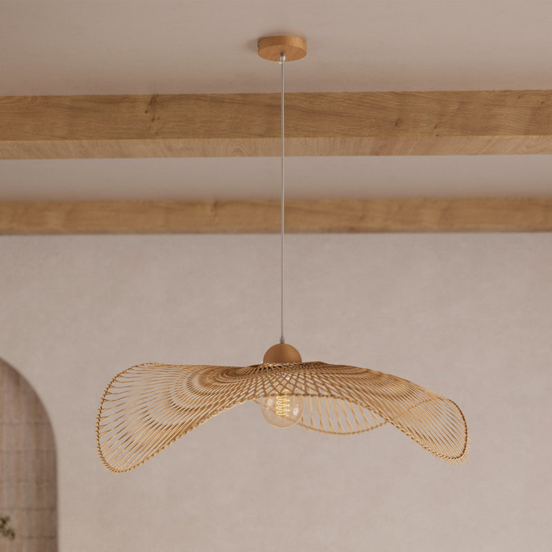 Suspension Jipi en bambou avec fil blanc D75cm
